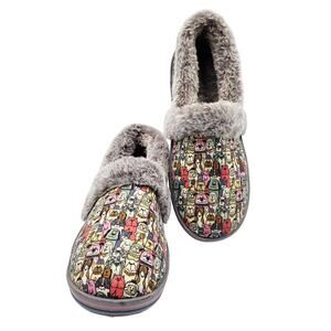 BOBS from Skechers Gray For Dogs Too Cozy Slippers Faux Fur Lining Women's Sz 10